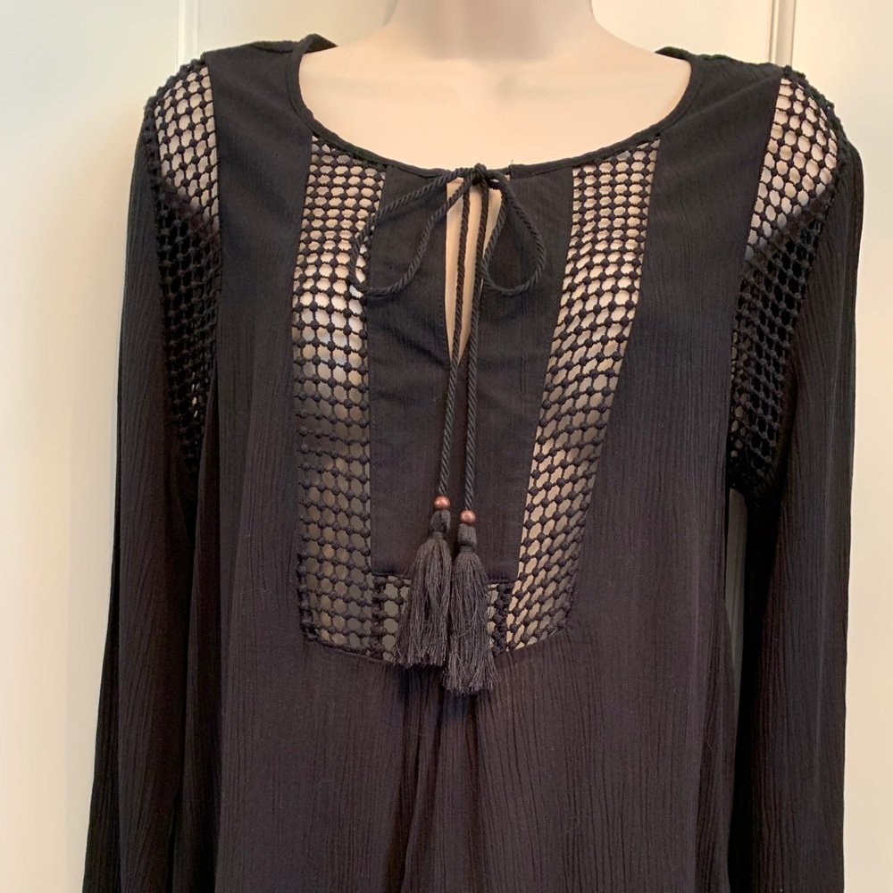 Black blouse with crochet bodice
